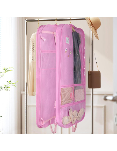 Bolsa de Vestuario para Danza Univivi 127 cm Rosa con 5 Bolsillos