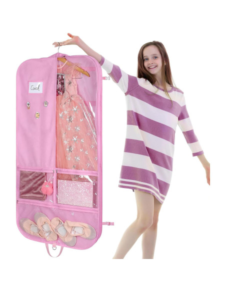 Bolsa de Vestuario para Danza Univivi 127 cm Rosa con 5 Bolsillos