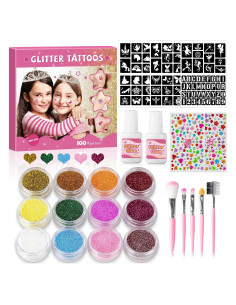 Kit de Tatuajes Temporales de Purpurina XiQiDianr 12 Colores