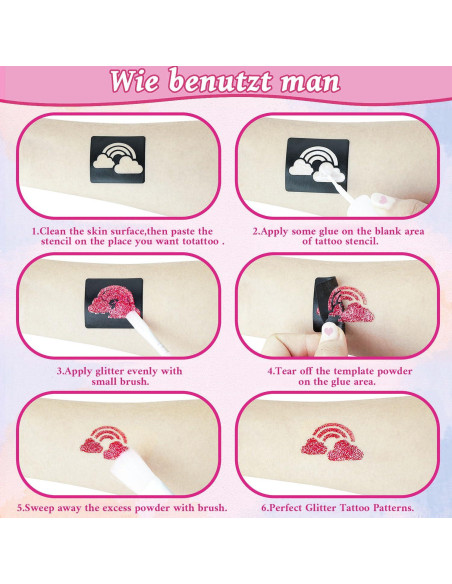 Kit de Tatuajes Temporales de Purpurina XiQiDianr 12 Colores