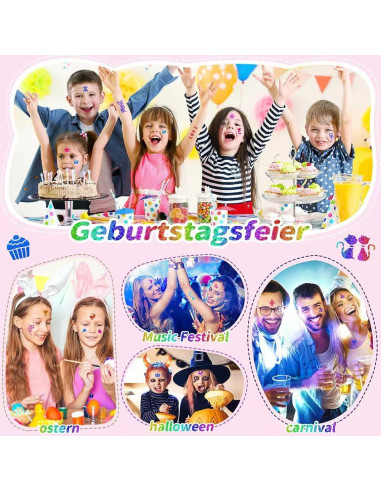 Kit de Tatuajes Temporales Brillantes Wxfhtda - 36 Colores + 151 Plantillas