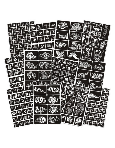 Kit de Plantillas de Tatuajes Temporales RoseNacht 12 Hojas