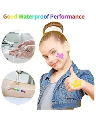 Kit de Tatuajes Temporales Brillantes Wxfhtda - 36 Colores + 151 Plantillas