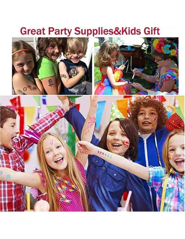 Kit de Tatuajes Temporales Brillantes Wxfhtda - 36 Colores + 151 Plantillas