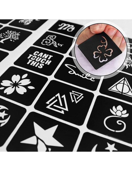 Kit de Plantillas de Tatuajes Temporales RoseNacht 12 Hojas