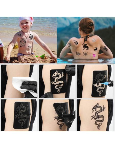 Kit de Plantillas de Tatuajes Temporales RoseNacht 12 Hojas