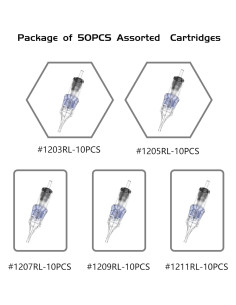 Agujas de Cartucho de Tatuaje BRONC 50pcs Mixtas 0.35mm 2