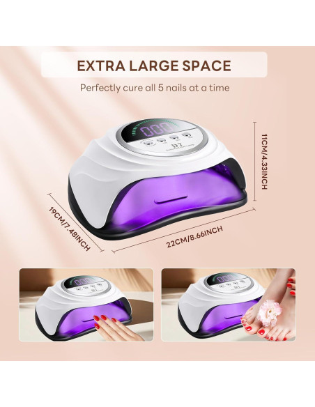 Lámpara de Uñas UV LED 208W Timpou con 66 Perlas y Temporizador