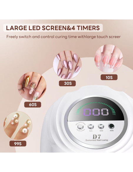 Lámpara de Uñas UV LED 208W Timpou con 66 Perlas y Temporizador