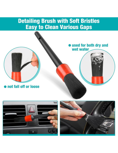 Kit de limpieza para interiores de automóviles Luscinum - 5 cepillos