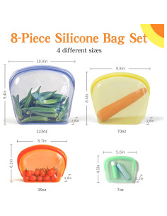 Bolsas de Silicona Reutilizables KVK - 8 Piezas, A Prueba de Fugas 2