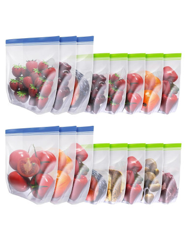 16 Bolsas Reutilizables Wovtary para Congelador y Sándwich