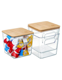 Soporte para cápsulas de café Qilinba 3 Pack con tapa de bambú