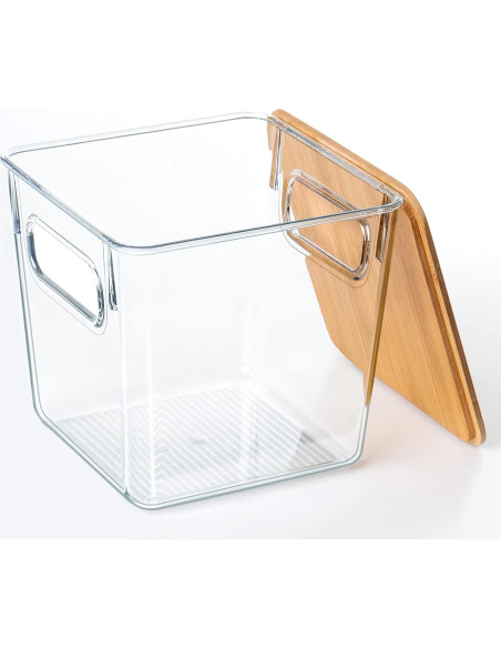 Soporte para cápsulas de café Qilinba 3 Pack con tapa de bambú