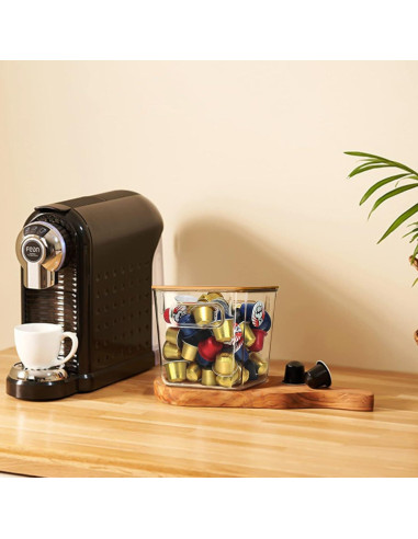 Soporte para cápsulas de café Qilinba 3 Pack con tapa de bambú