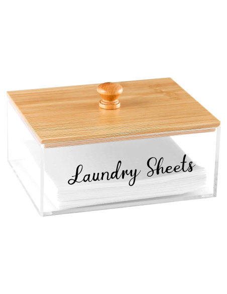Soporte de Hojas de Lavandería VOTLEVT Acrílico y Bambú 16.5x12.8 cm