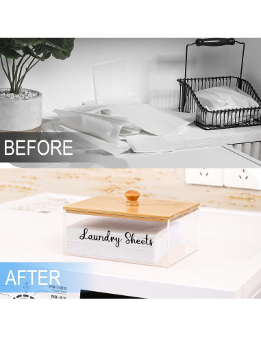 Soporte de Hojas de Lavandería VOTLEVT Acrílico y Bambú 16.5x12.8 cm