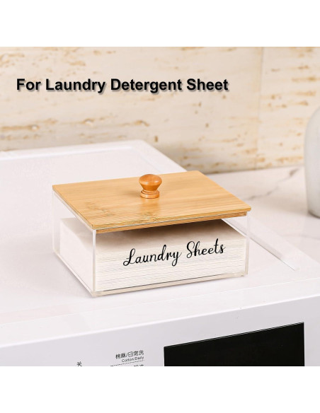 Soporte de Hojas de Lavandería VOTLEVT Acrílico y Bambú 16.5x12.8 cm