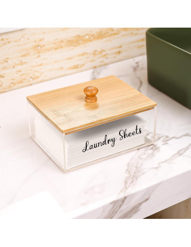 Soporte de Hojas de Lavandería VOTLEVT Acrílico y Bambú 16.5x12.8 cm