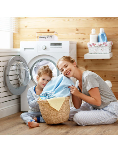 Soporte de Hojas de Lavandería VOTLEVT Acrílico y Bambú 16.5x12.8 cm