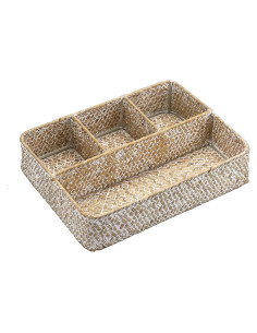 Organizador de Cesta Hipiwe de Hierba Marina 4 Secciones