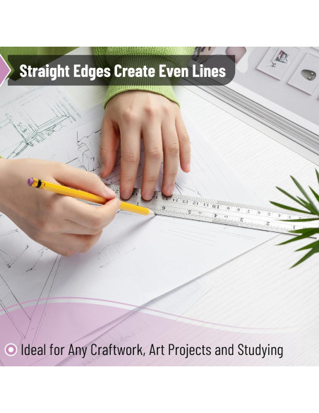 Reglas de acero inoxidable Mr. Pen 15 cm y 30 cm - Paquete de 2