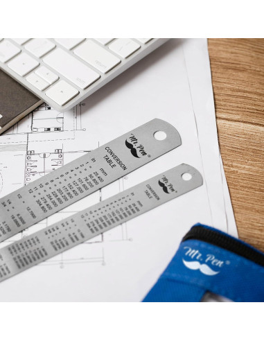 Reglas de acero inoxidable Mr. Pen 15 cm y 30 cm - Paquete de 2