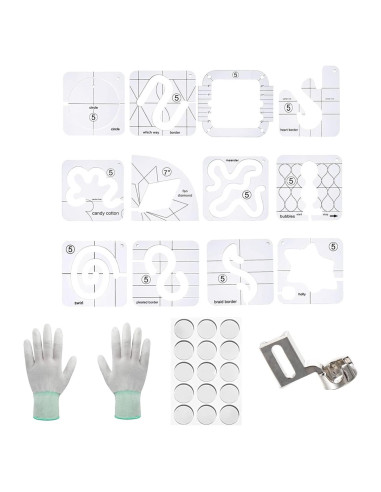 Juego de 16 Piezas para Acolchado Sowiichi - Plantillas y Guantes