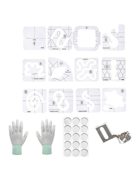 Juego de 16 Piezas para Acolchado Sowiichi - Plantillas y Guantes