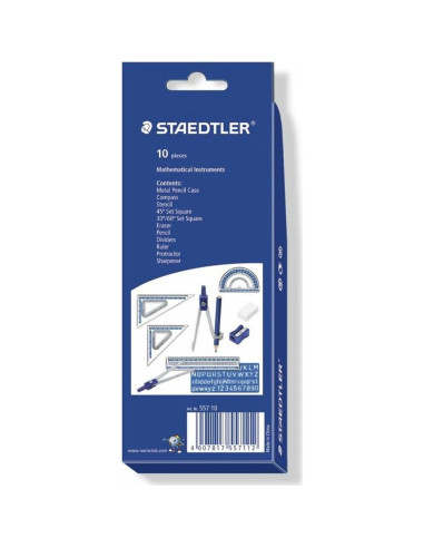 Set Matemático Noris Club 557 10 Staedtler - Lápiz, Compás, Regla