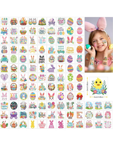 117 Tatuajes Temporales de Pascua Atydkug para Niños y Adultos