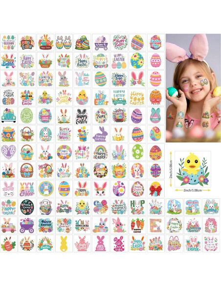 117 Tatuajes Temporales de Pascua Atydkug para Niños y Adultos