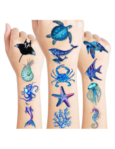 Tatuajes Temporales Animales del Océano 96 PCS MeoIsDaBest