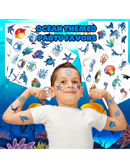 Tatuajes Temporales Animales del Océano 96 PCS MeoIsDaBest