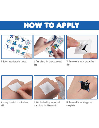Tatuajes Temporales Animales del Océano 96 PCS MeoIsDaBest