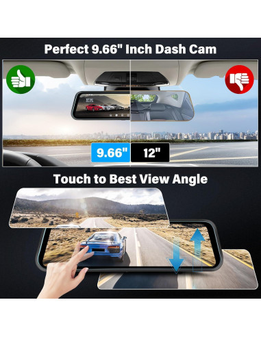 Cámara Dash Espejo Retrovisor UNITOPSCI 1080P 9.66" HD