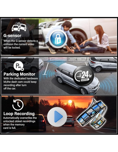 Cámara Dash Espejo Retrovisor UNITOPSCI 1080P 9.66" HD