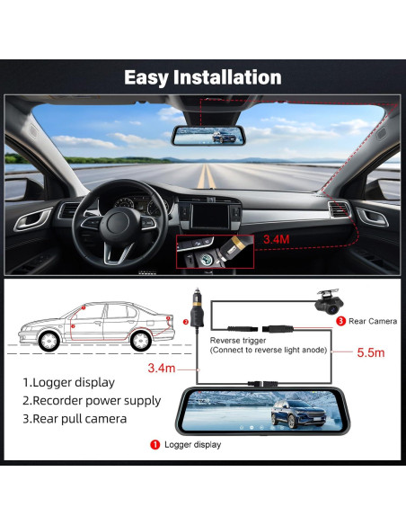Cámara Dash Espejo Retrovisor UNITOPSCI 1080P 9.66" HD