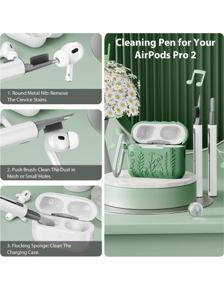 Funda AIRSPO Verde para AirPods Pro 2da Generación con Kit de Limpieza