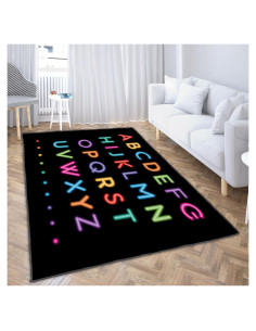 Alfombra de área antideslizante Ansouyi 152x213 cm Alfabeto Neón