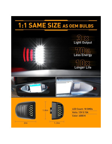 Luces de Placa LED Rojo Neon LESAUCE para Chevy GMC 2PCS