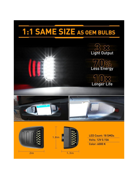 Luces de Placa LED Rojo Neon LESAUCE para Chevy GMC 2PCS