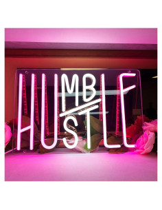 Cartel de Neón Hustle Humble 37.8x24.9 cm Decoración Pared