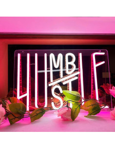 Cartel de Neón Hustle Humble 37.8x24.9 cm Decoración Pared 2