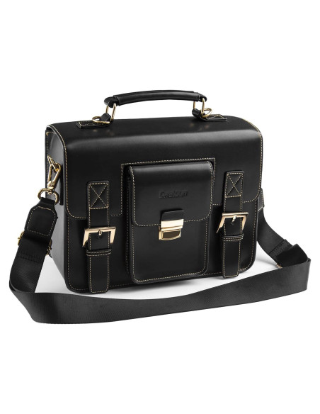 Bolsa de cámara de cuero Cwatcun para DSLR y mirrorless