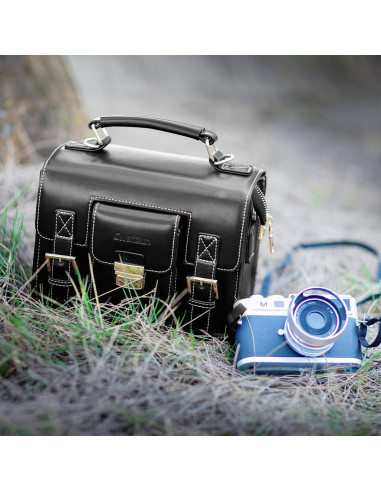 Bolsa de cámara de cuero Cwatcun para DSLR y mirrorless