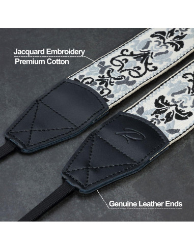 Correa de Cámara Padwa Lifestyle Bordado Gris 5cm Ajustable