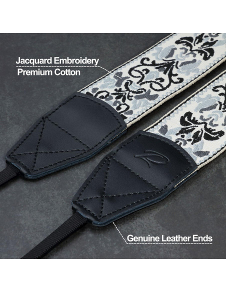 Correa de Cámara Padwa Lifestyle Bordado Gris 5cm Ajustable