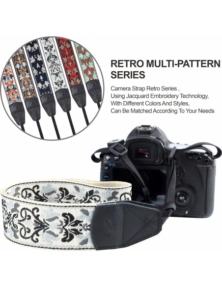 Correa de Cámara Padwa Lifestyle Bordado Gris 5cm Ajustable