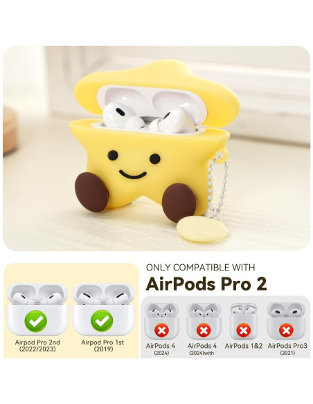 Funda Protectora Silicona Kawaii para AirPods 4 Skyconser Amarillo Funda Protectora Silicona Kawaii para AirPods 4 Skyconser Amarillo
